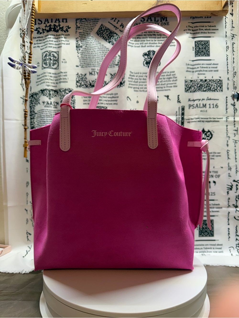 Juicy Couture Hot Pink Tote with Pale Pink Straps